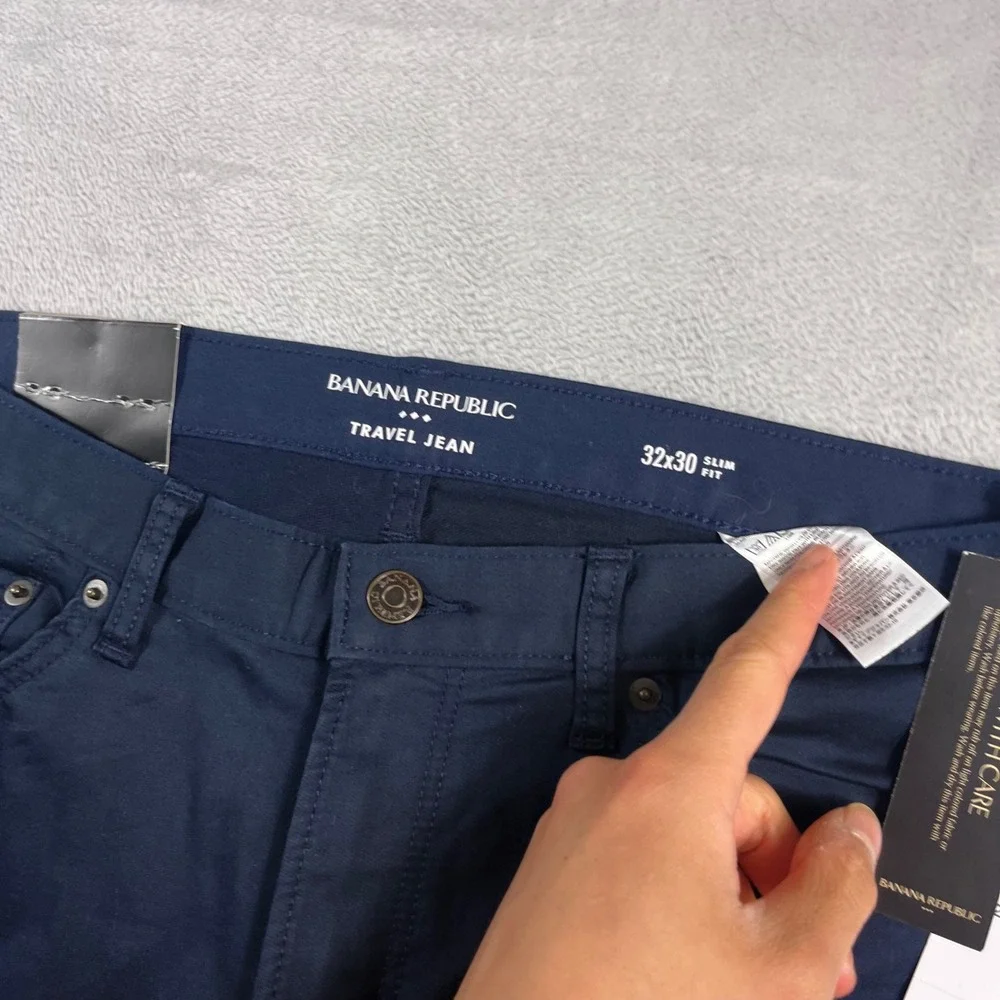 Banana Republic Travel Jean Mens 32x30 Slim Fit Navy Blue 5-Pocket Pants NEW